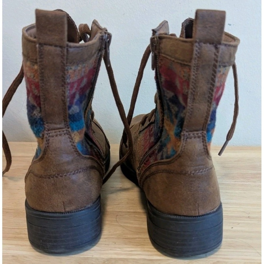 Mossimo Combat Ankle Boots 9.5 Aztec Rainbow Side Zip Festival Boho Southwestern - Picture 7 of 10